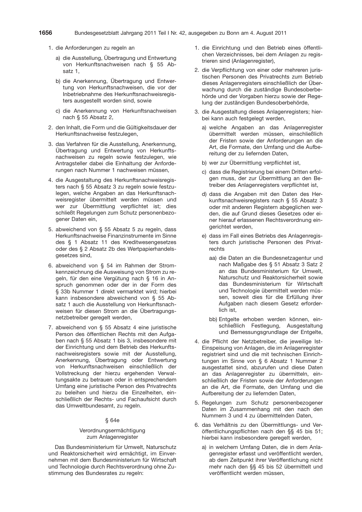 BGBl. 2011, Seite 1656 — Originalseite als Abbildung