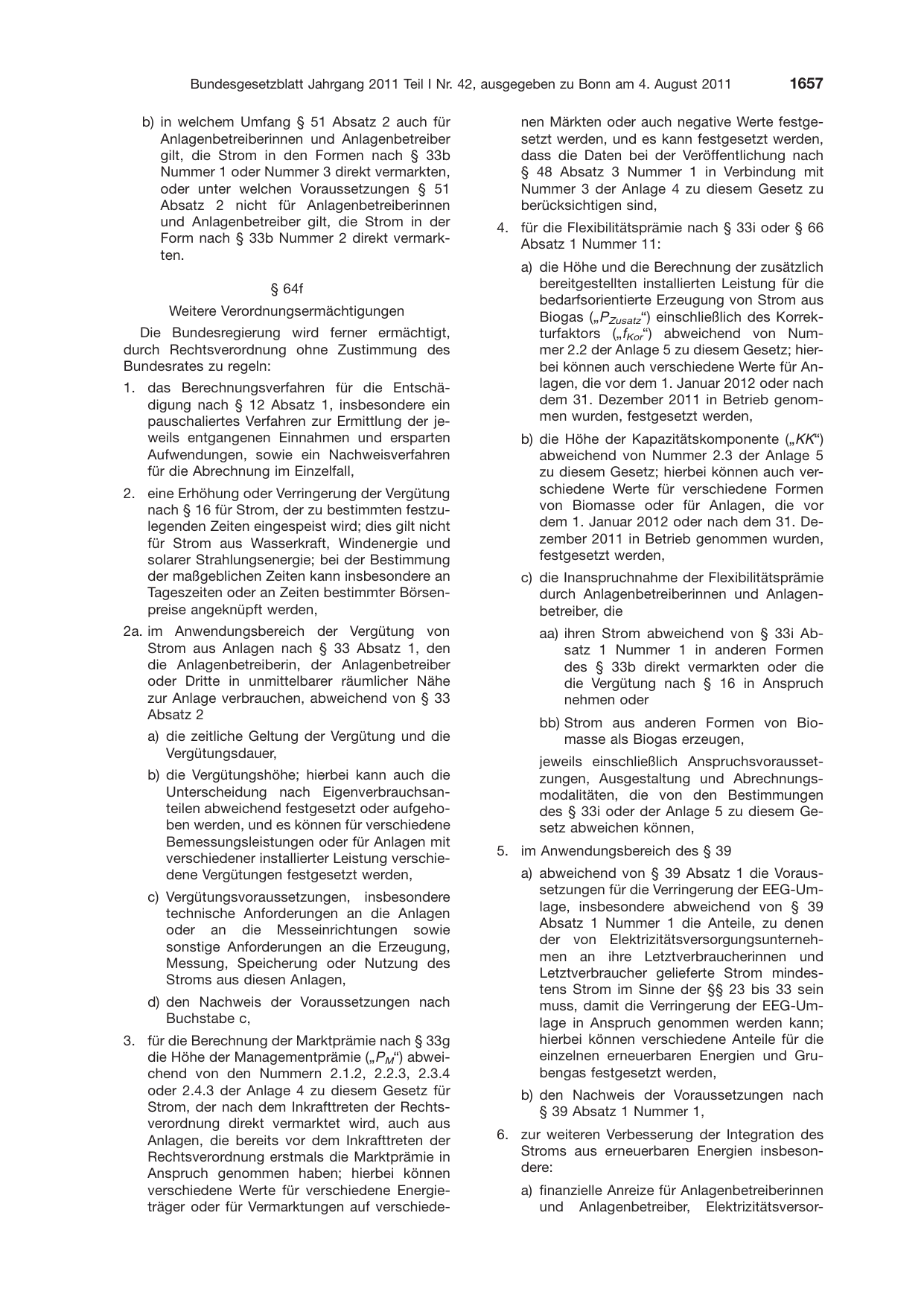 BGBl. 2011, Seite 1657 — Originalseite als Abbildung