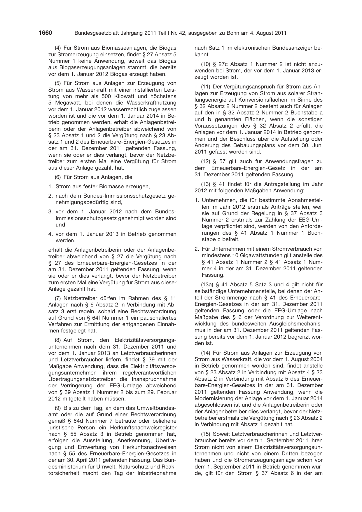 BGBl. 2011, Seite 1660 — Originalseite als Abbildung
