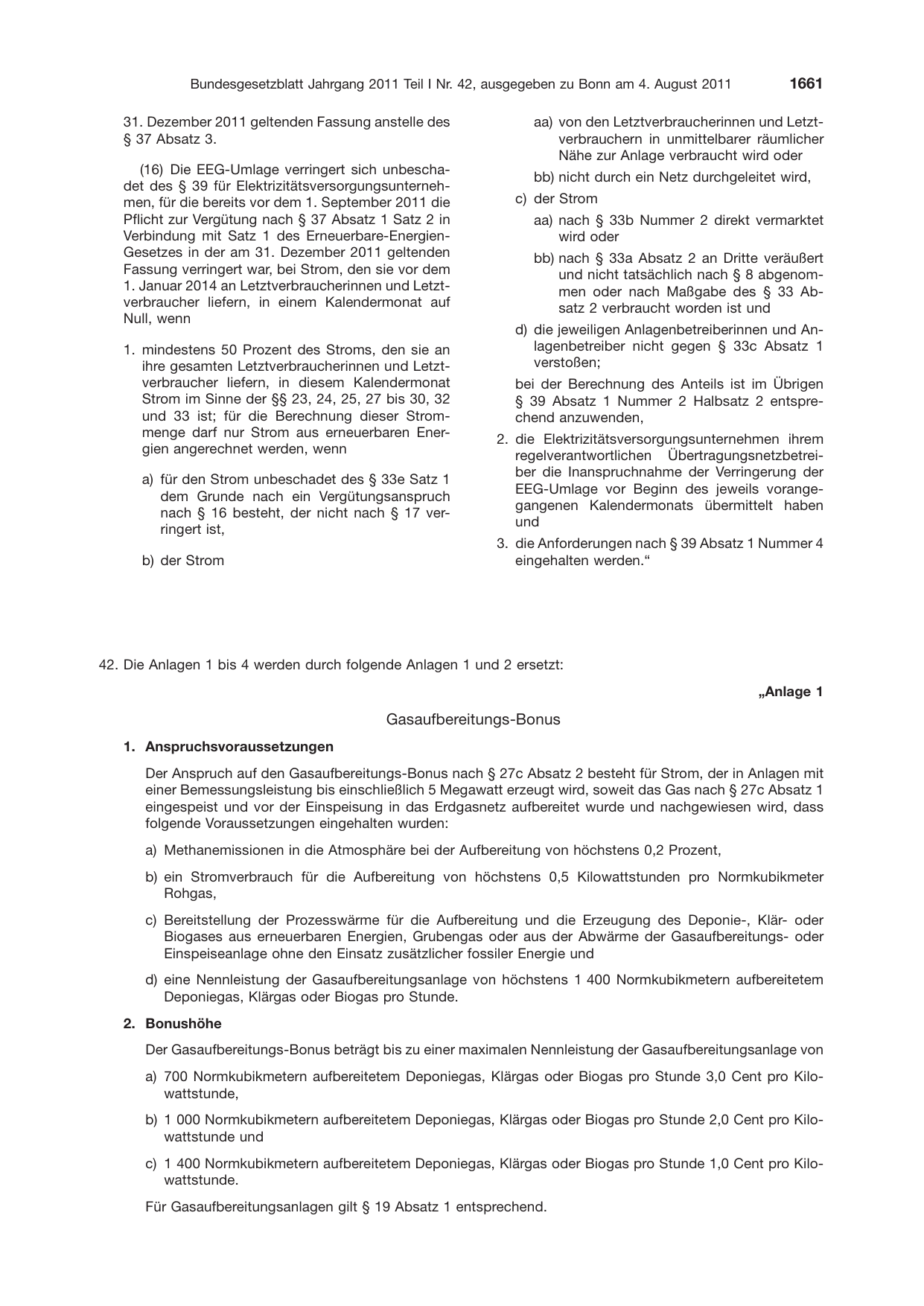 BGBl. 2011, Seite 1661 — Originalseite als Abbildung