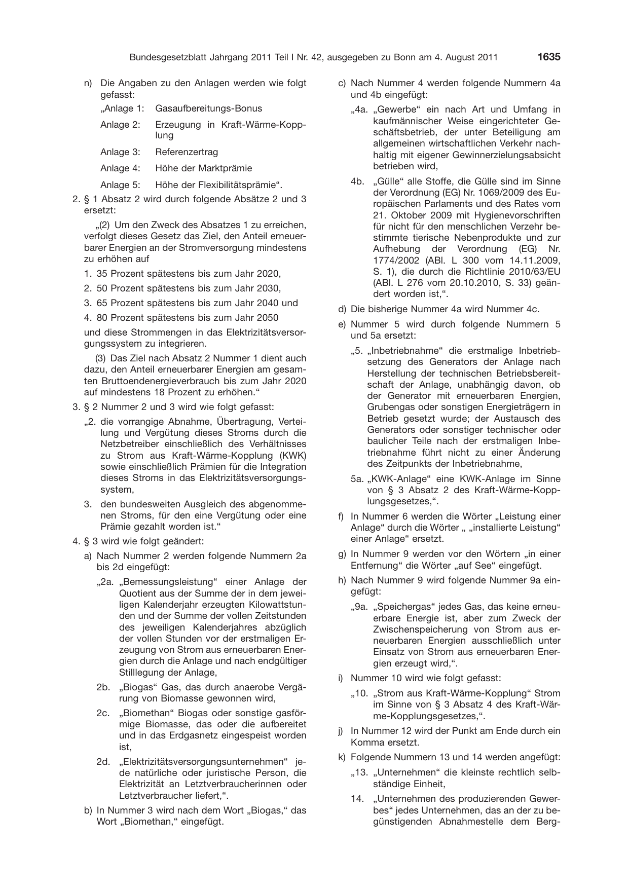 BGBl. 2011, Seite 1635 — Originalseite als Abbildung