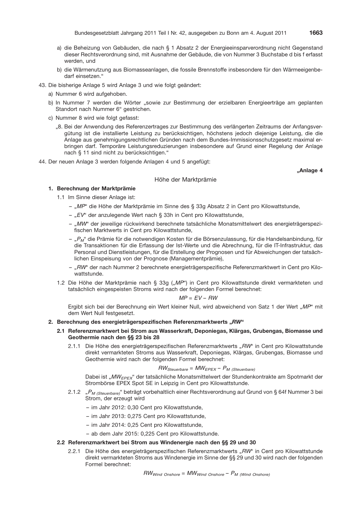 BGBl. 2011, Seite 1663 — Originalseite als Abbildung