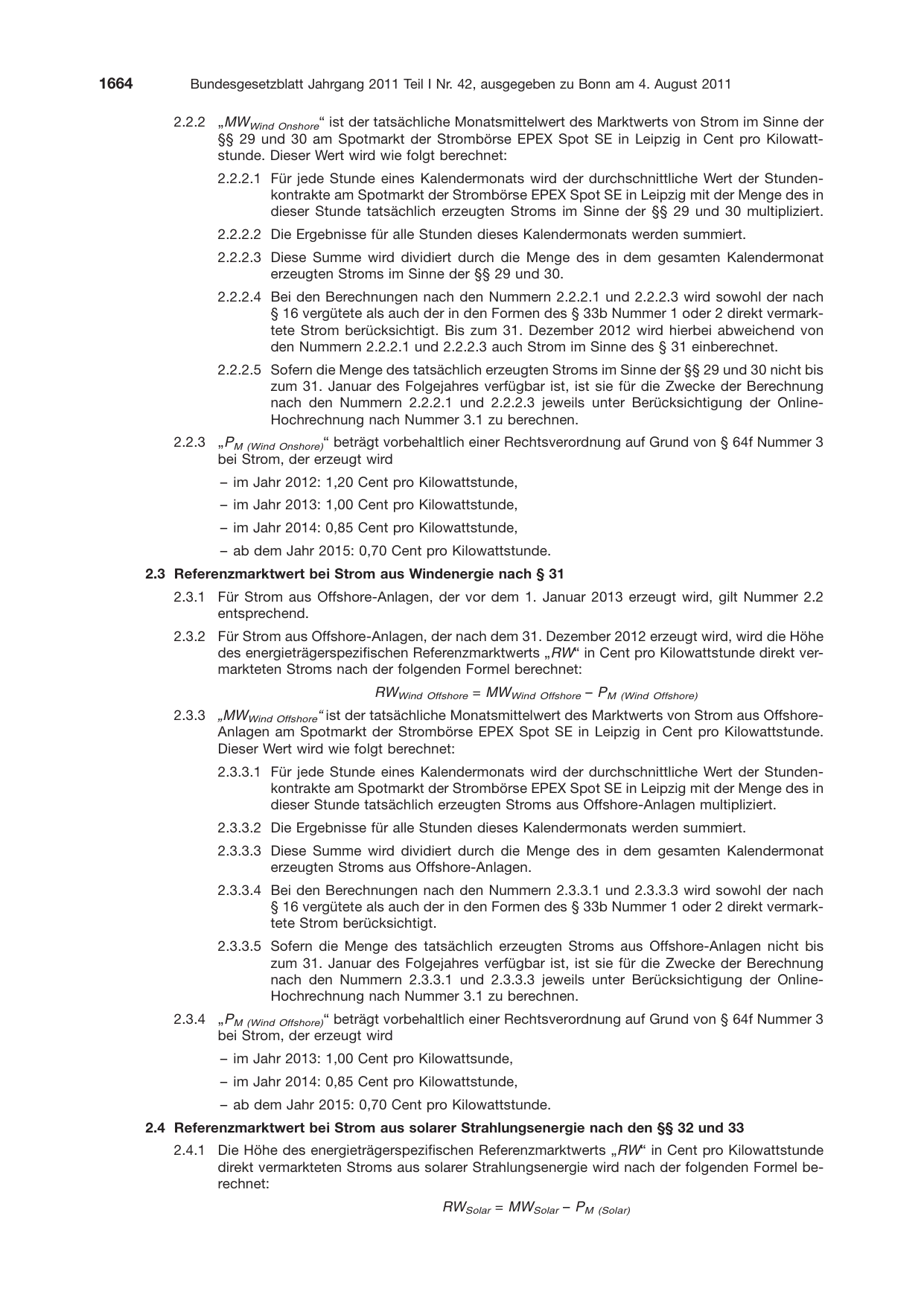BGBl. 2011, Seite 1664 — Originalseite als Abbildung