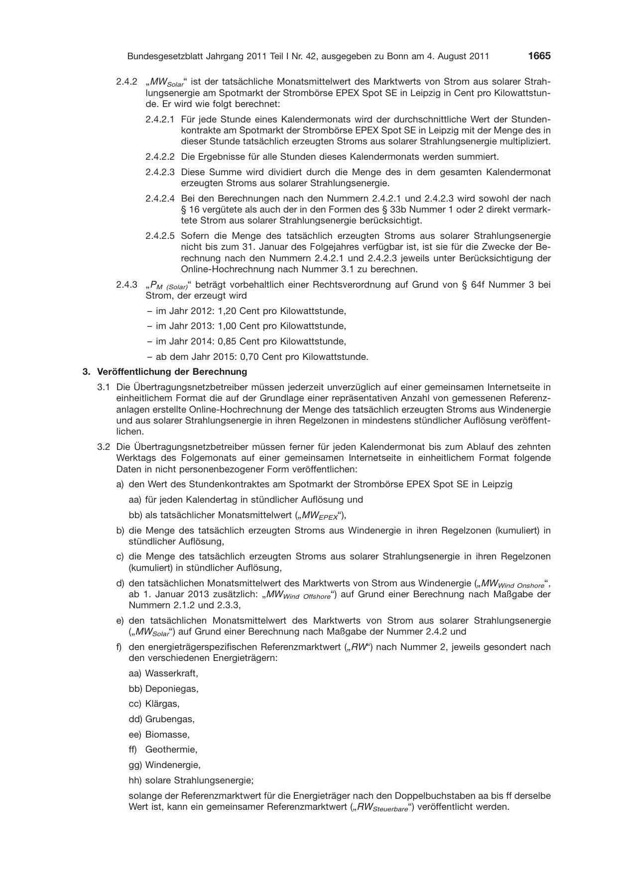 BGBl. 2011, Seite 1665 — Originalseite als Abbildung