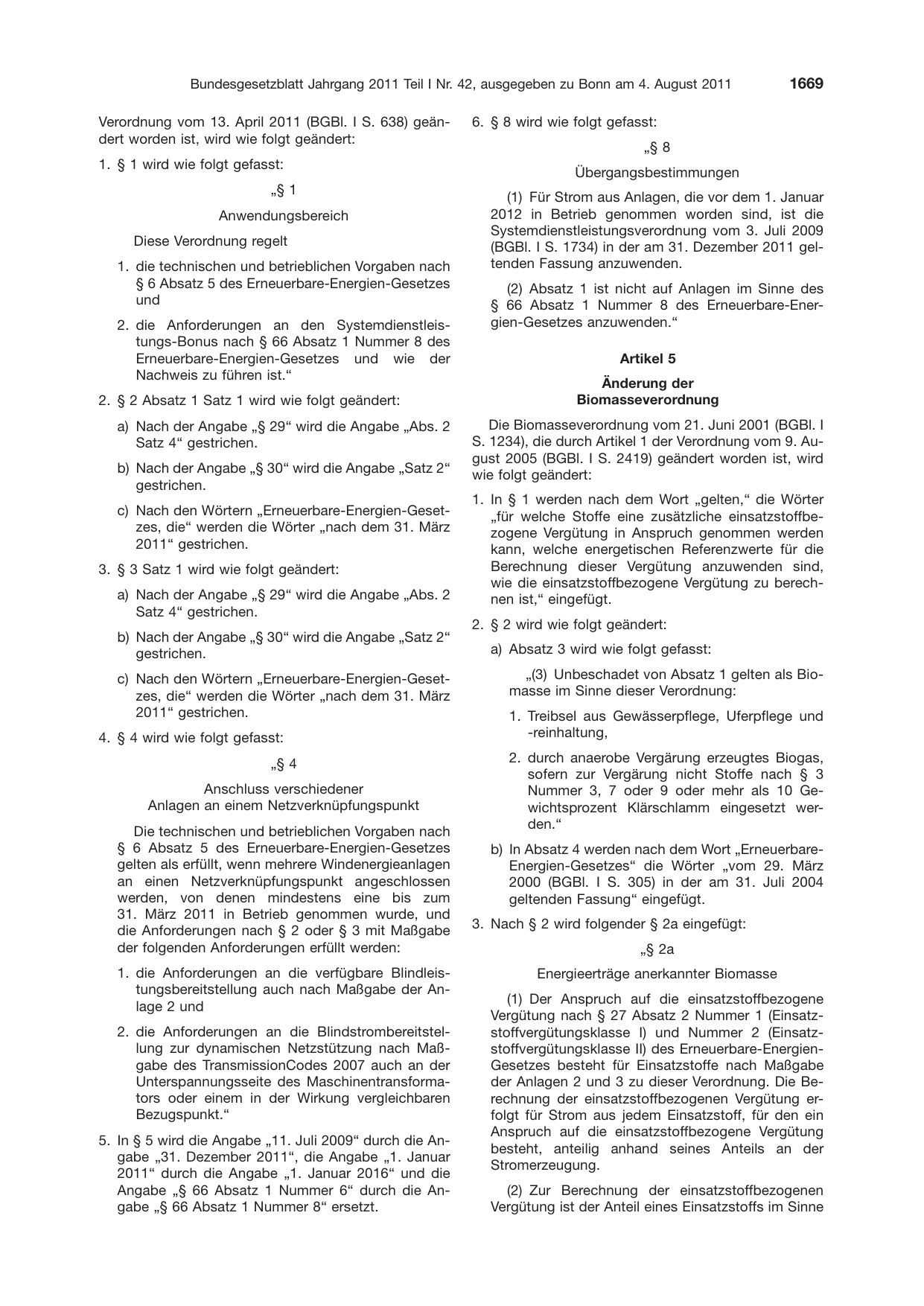 BGBl. 2011, Seite 1669 — Originalseite als Abbildung