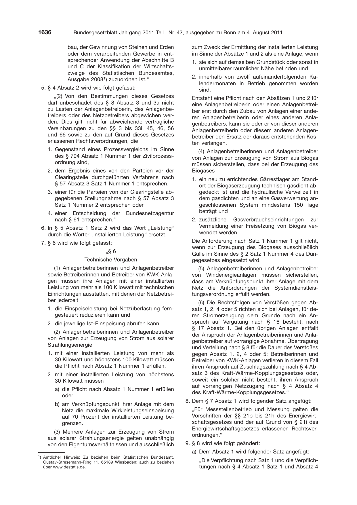 BGBl. 2011, Seite 1636 — Originalseite als Abbildung