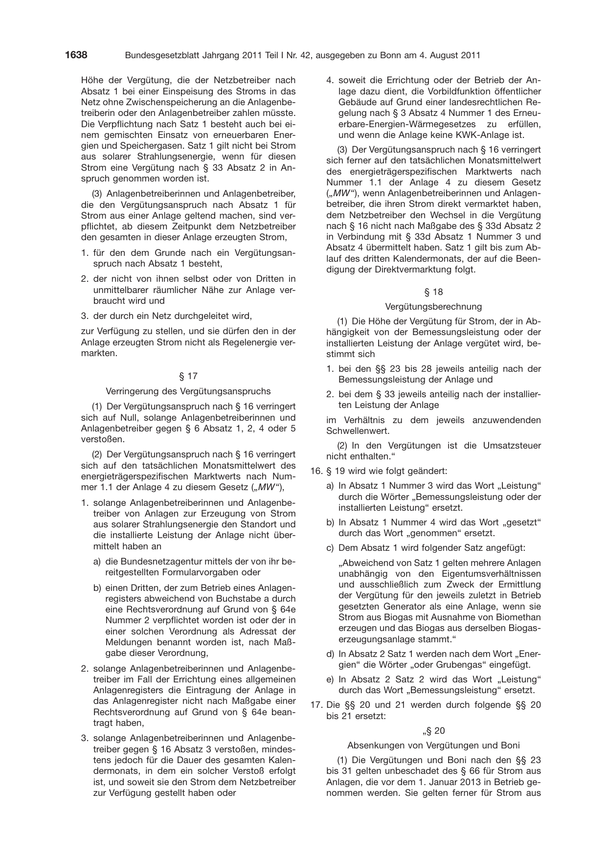 BGBl. 2011, Seite 1638 — Originalseite als Abbildung