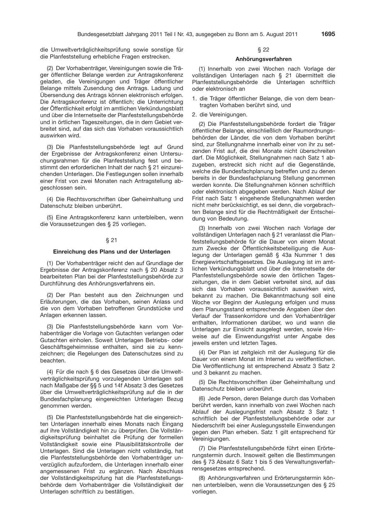 BGBl. 2011, Seite 1695 — Originalseite als Abbildung