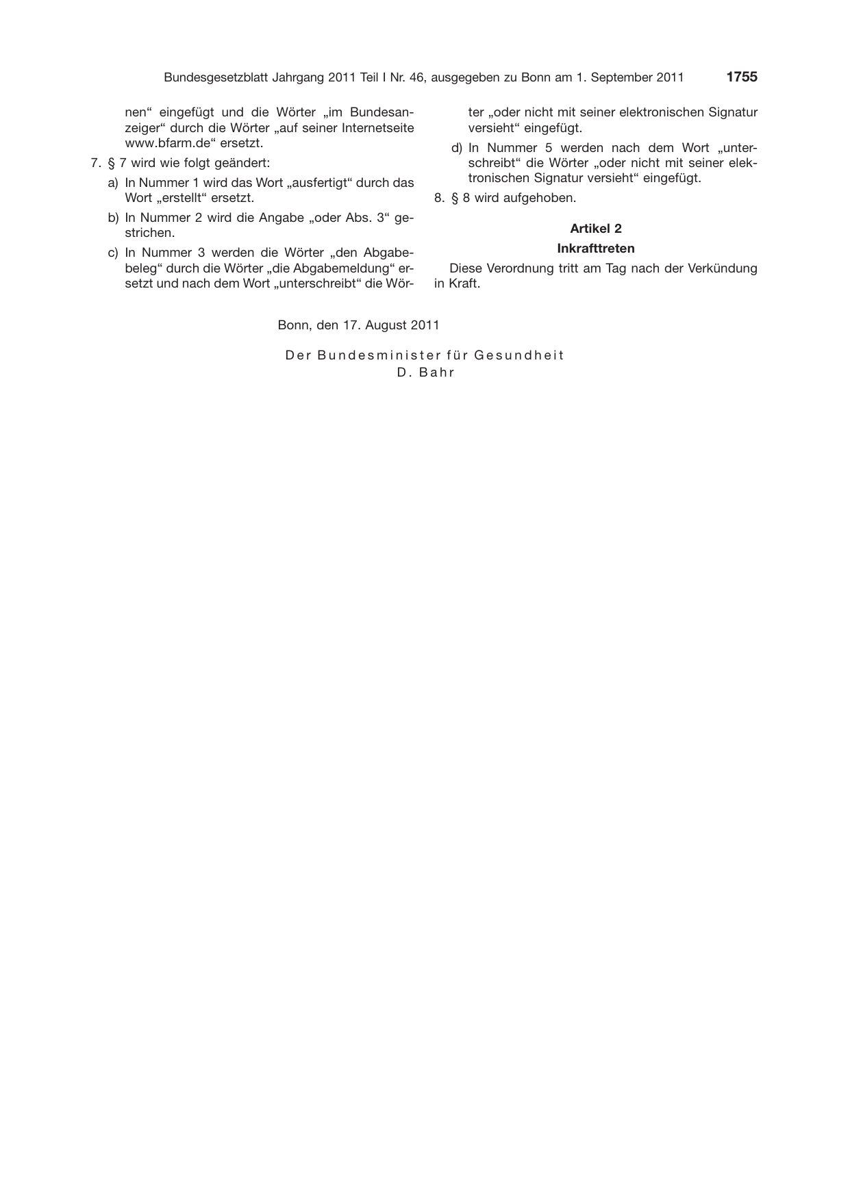 BGBl. 2011, Seite 1755 — Originalseite als Abbildung