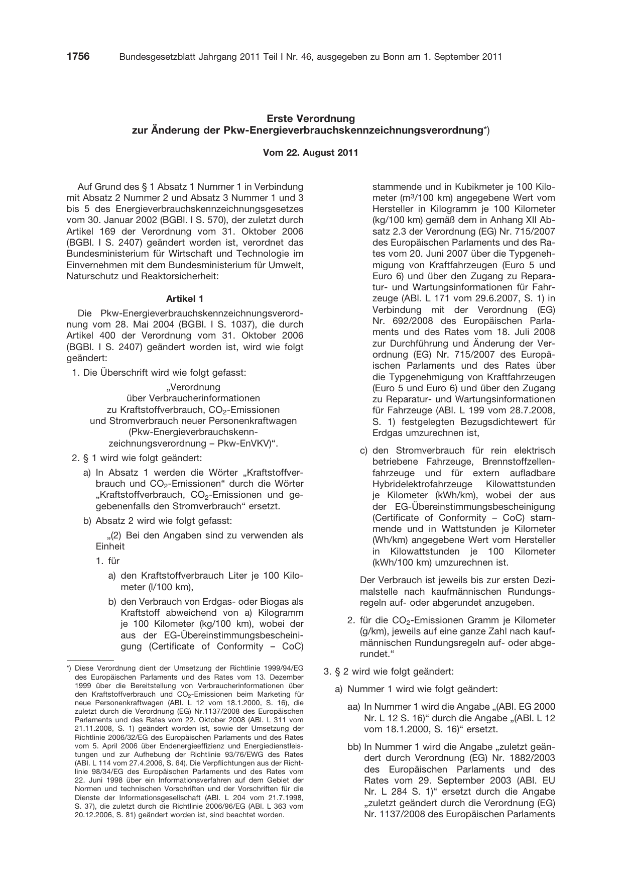 BGBl. 2011, Seite 1756 — Originalseite als Abbildung