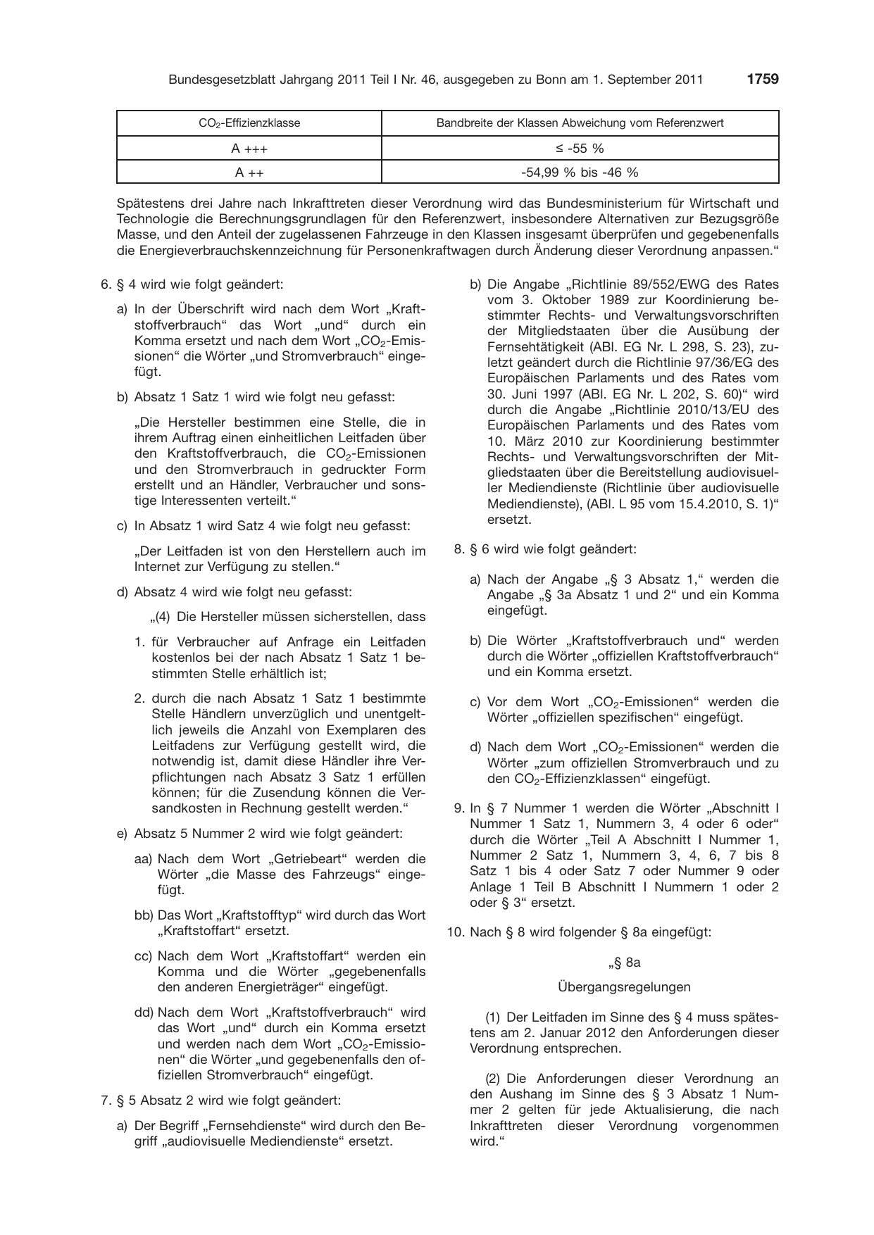 BGBl. 2011, Seite 1759 — Originalseite als Abbildung
