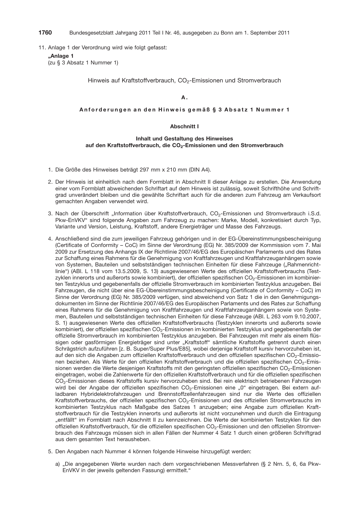 BGBl. 2011, Seite 1760 — Originalseite als Abbildung