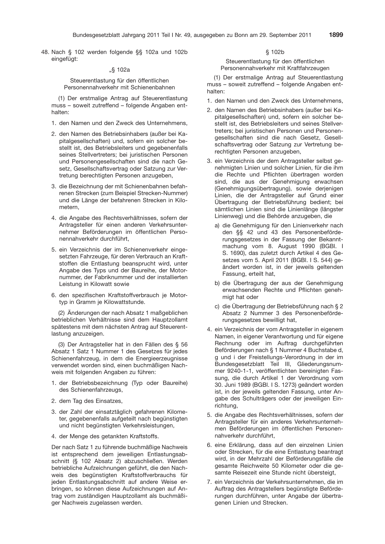 BGBl. 2011, Seite 1899 — Originalseite als Abbildung