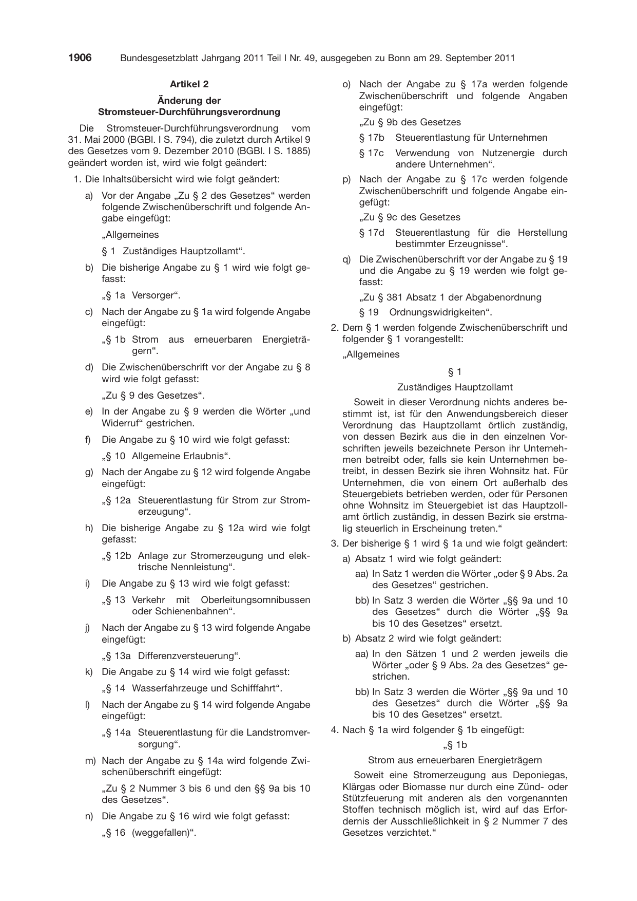 BGBl. 2011, Seite 1906 — Originalseite als Abbildung