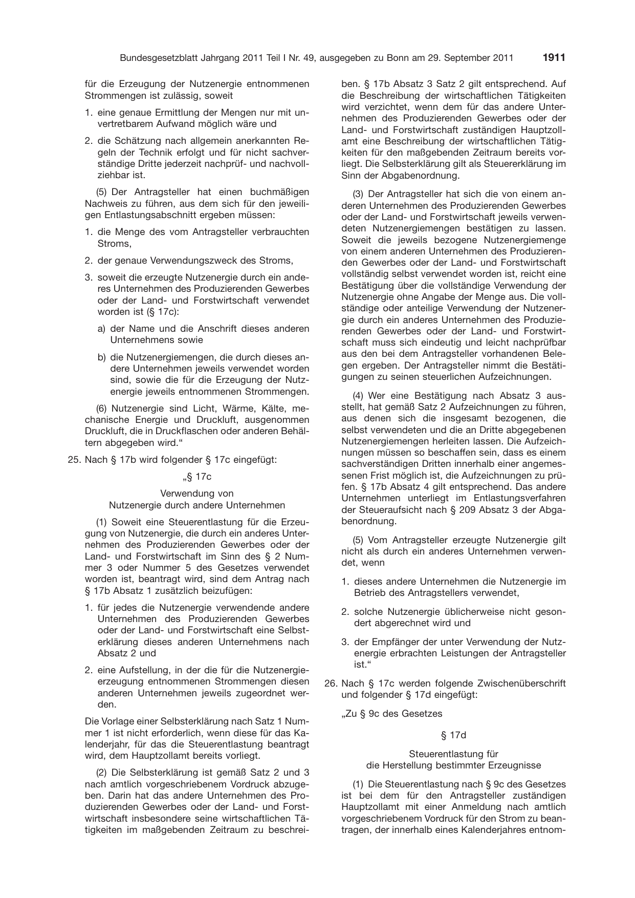 BGBl. 2011, Seite 1911 — Originalseite als Abbildung
