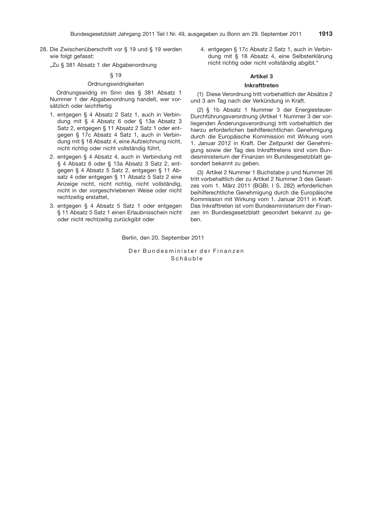 BGBl. 2011, Seite 1913 — Originalseite als Abbildung
