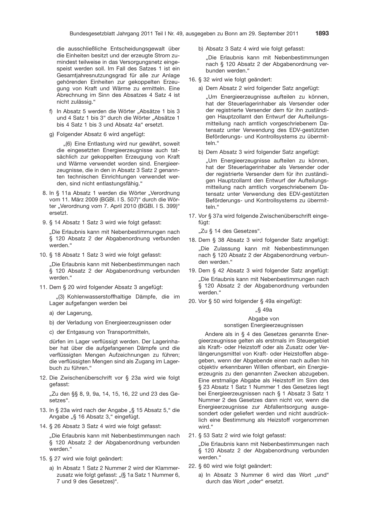 BGBl. 2011, Seite 1893 — Originalseite als Abbildung