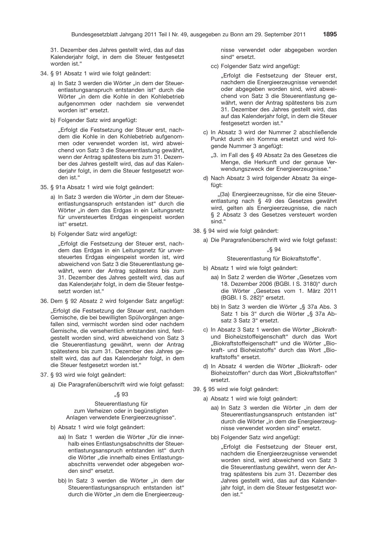BGBl. 2011, Seite 1895 — Originalseite als Abbildung