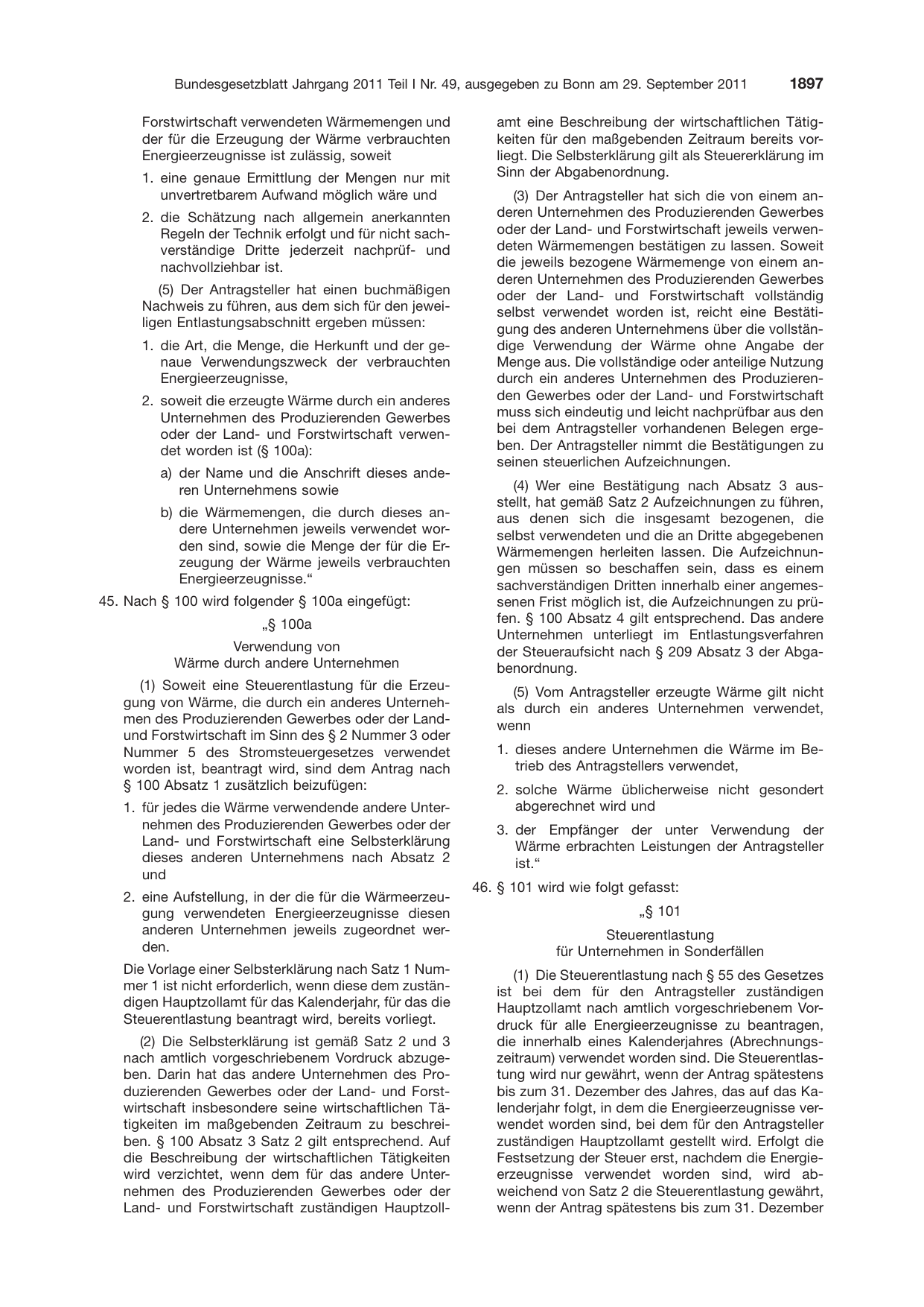 BGBl. 2011, Seite 1897 — Originalseite als Abbildung