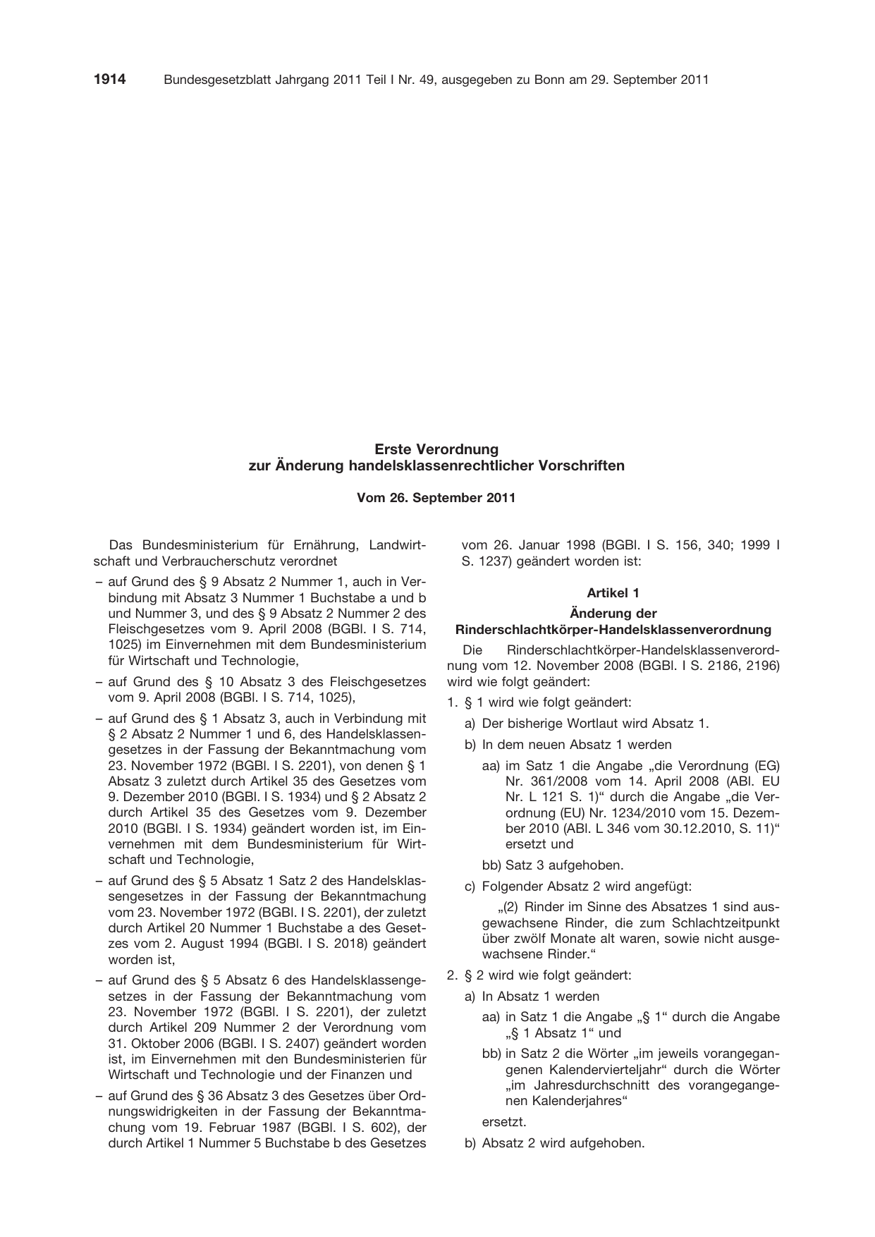 BGBl. 2011, Seite 1914 — Originalseite als Abbildung