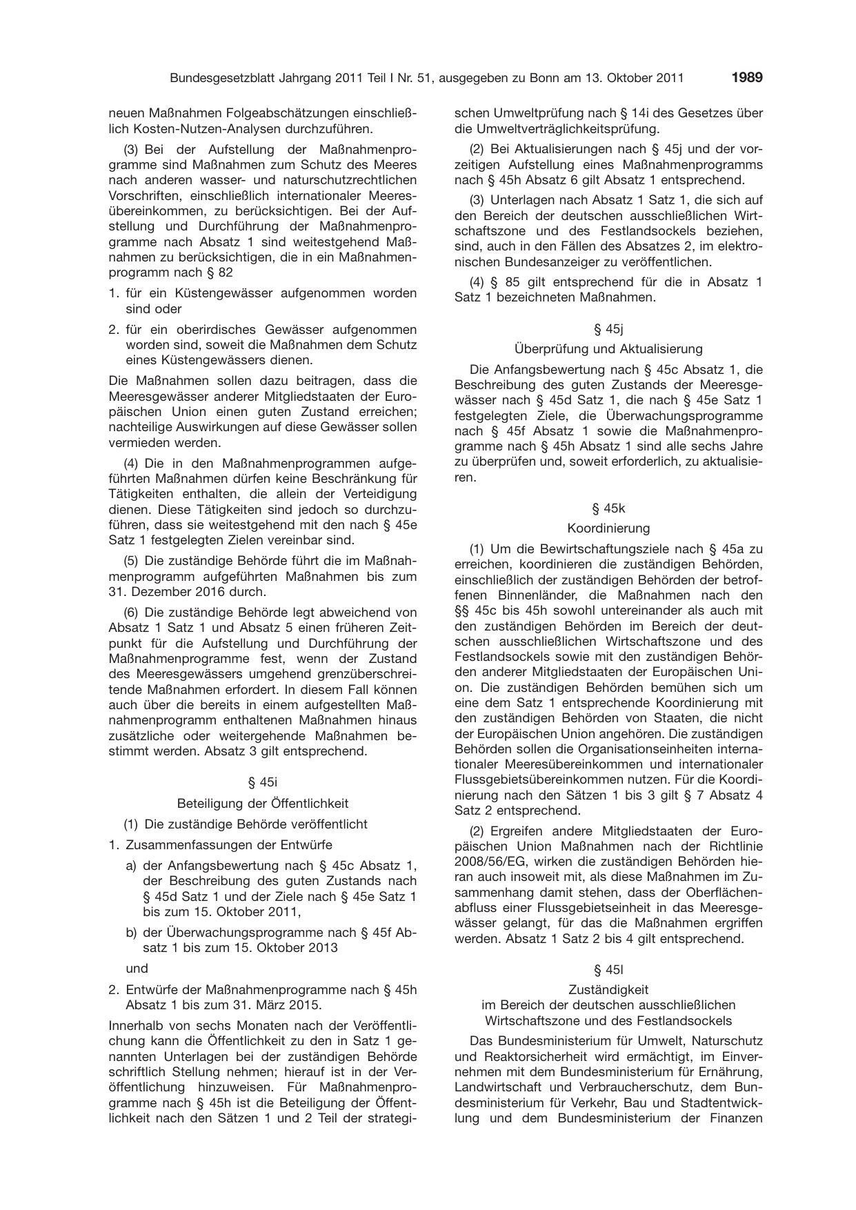 BGBl. 2011, Seite 1989 — Originalseite als Abbildung