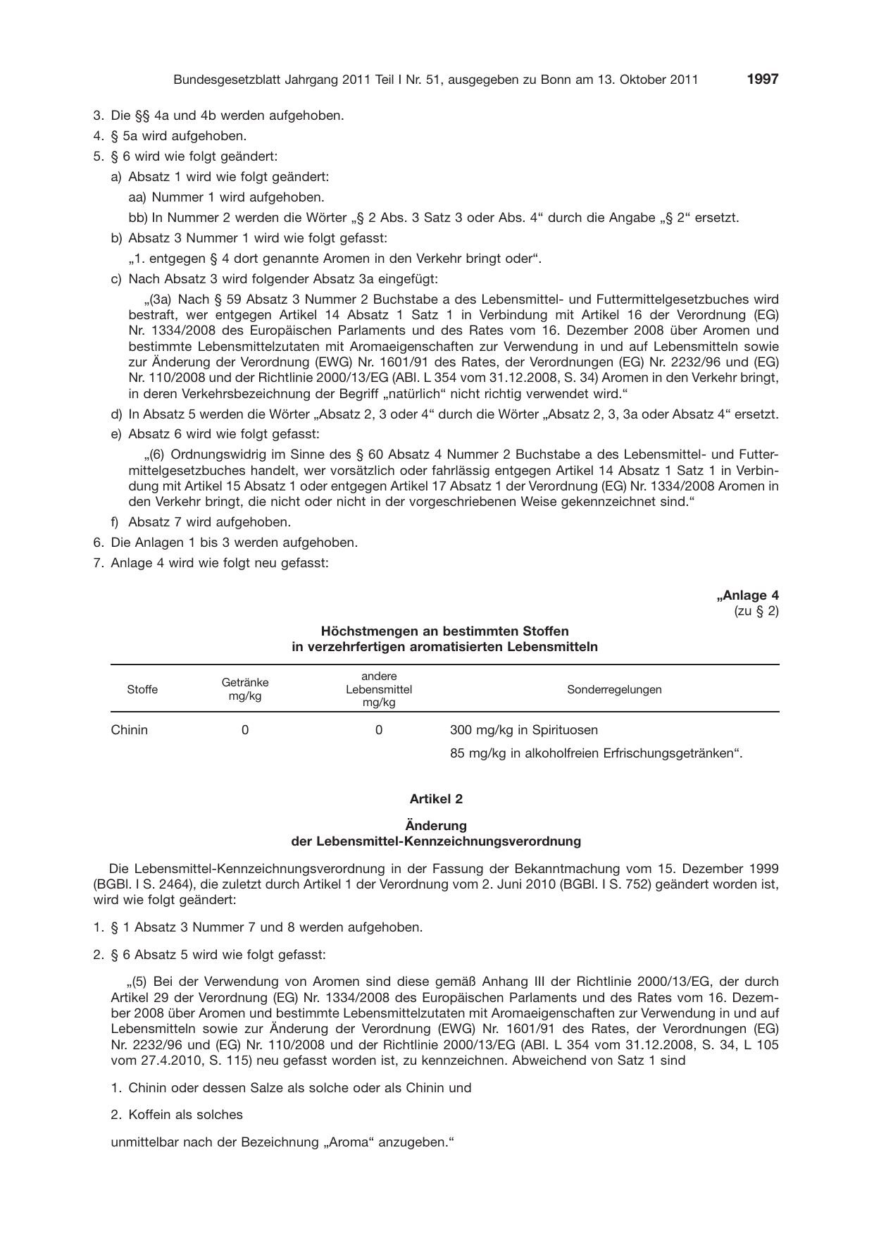 BGBl. 2011, Seite 1997 — Originalseite als Abbildung