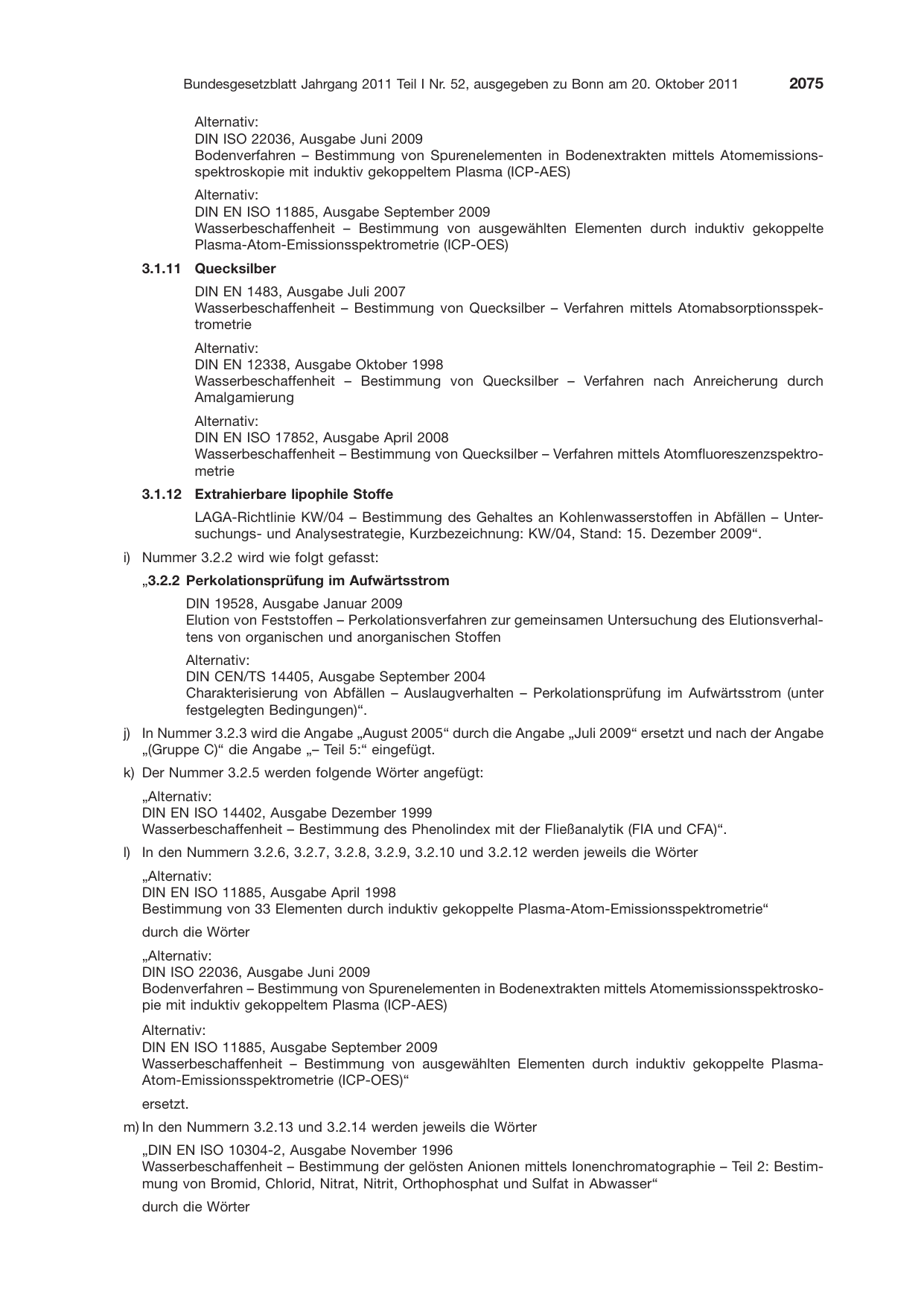 BGBl. 2011, Seite 2075 — Originalseite als Abbildung