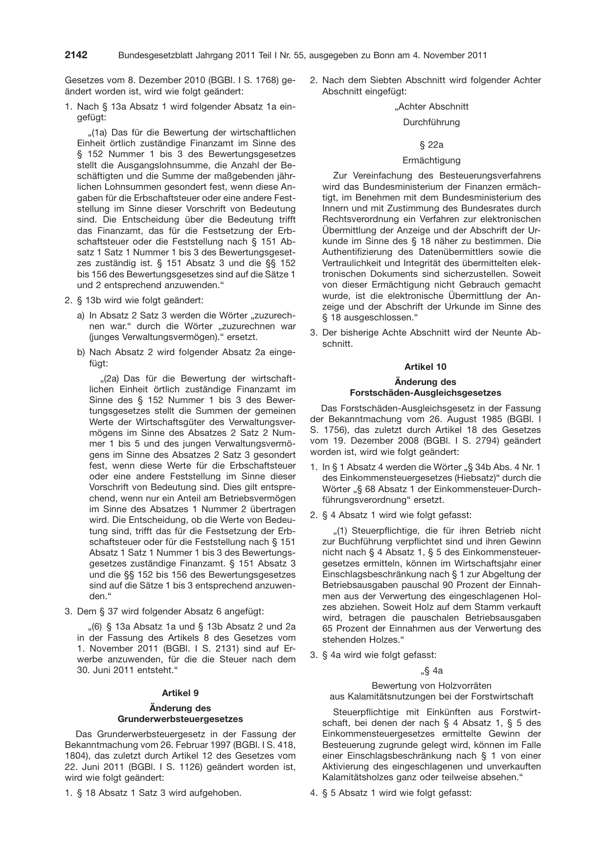 BGBl. 2011, Seite 2142 — Originalseite als Abbildung