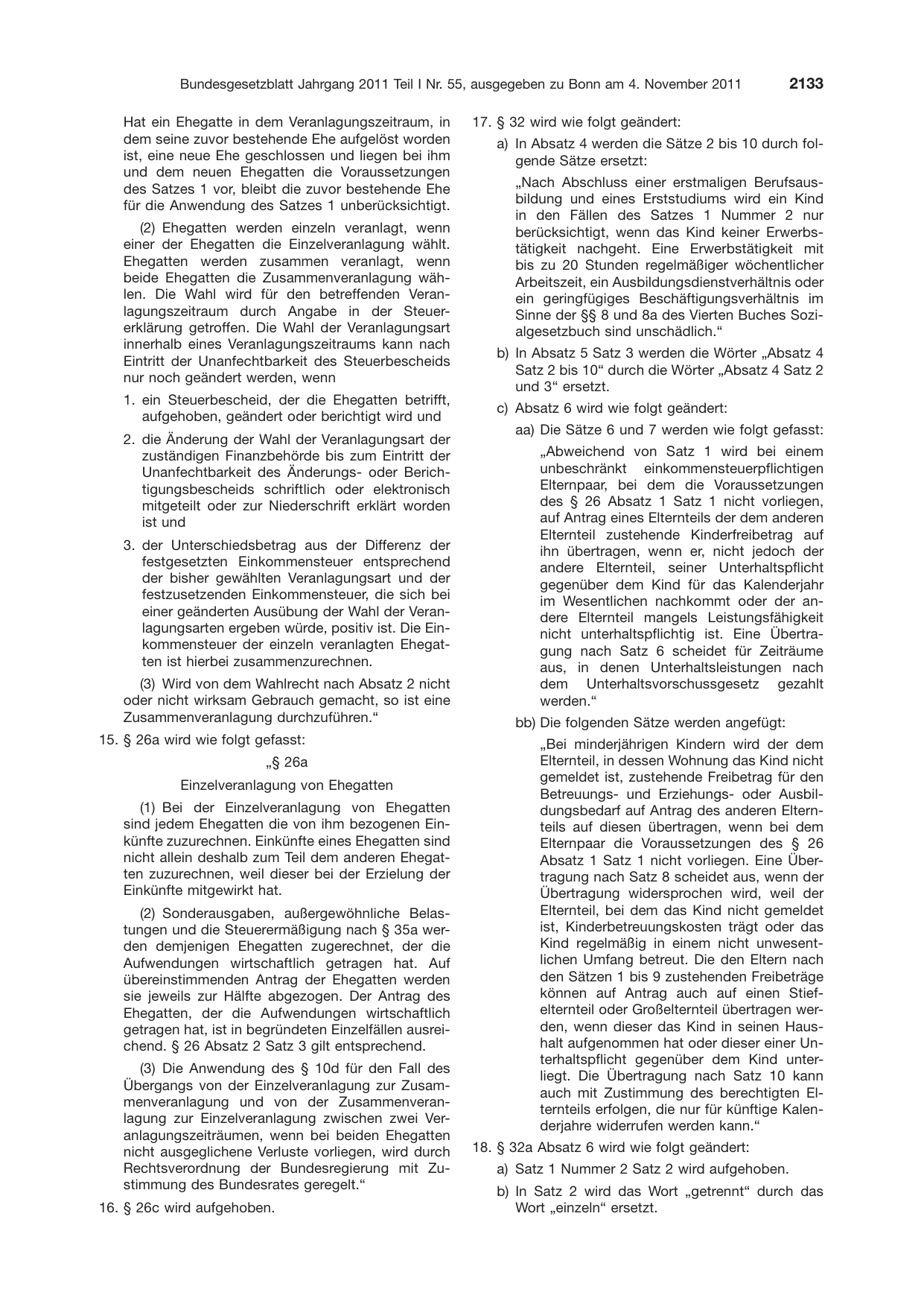 BGBl. 2011, Seite 2133 — Originalseite als Abbildung