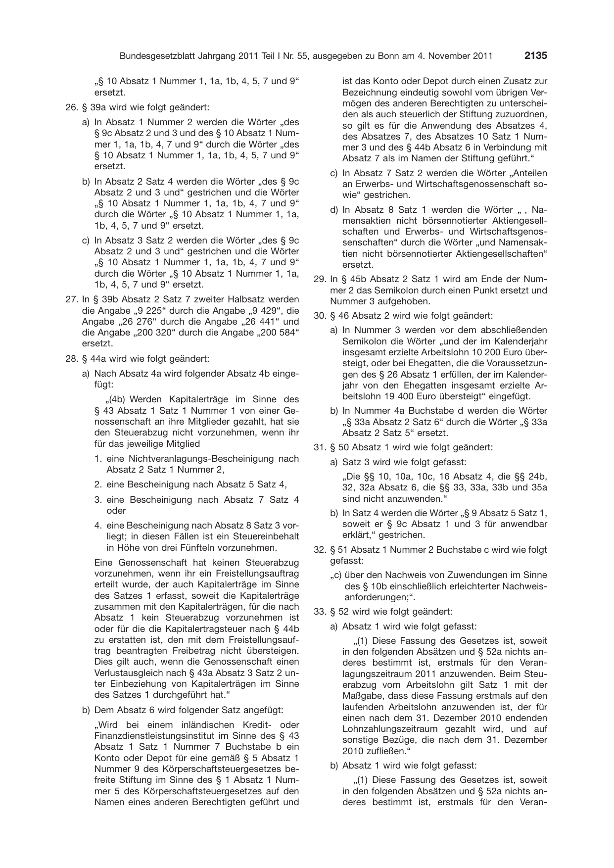 BGBl. 2011, Seite 2135 — Originalseite als Abbildung