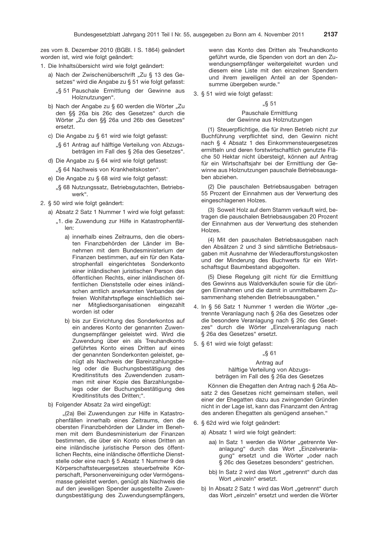 BGBl. 2011, Seite 2137 — Originalseite als Abbildung
