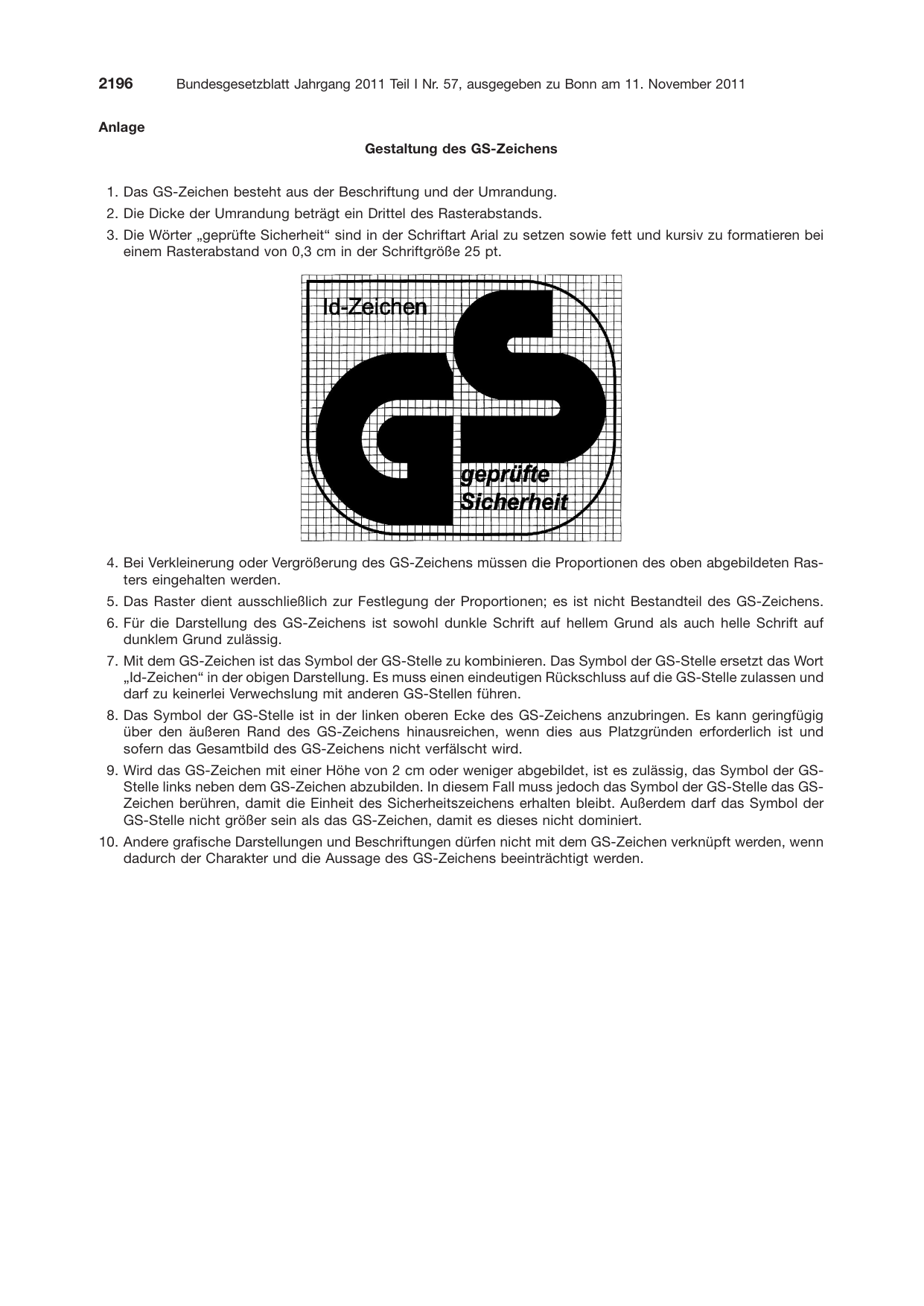 BGBl. 2011, Seite 2196 — Originalseite als Abbildung