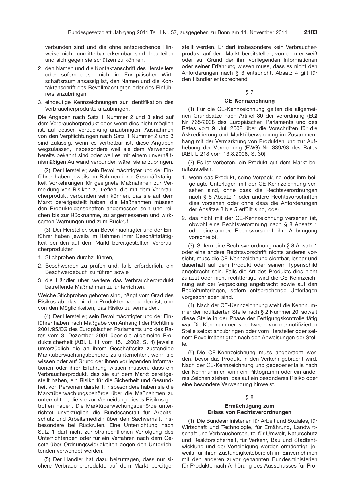 BGBl. 2011, Seite 2183 — Originalseite als Abbildung