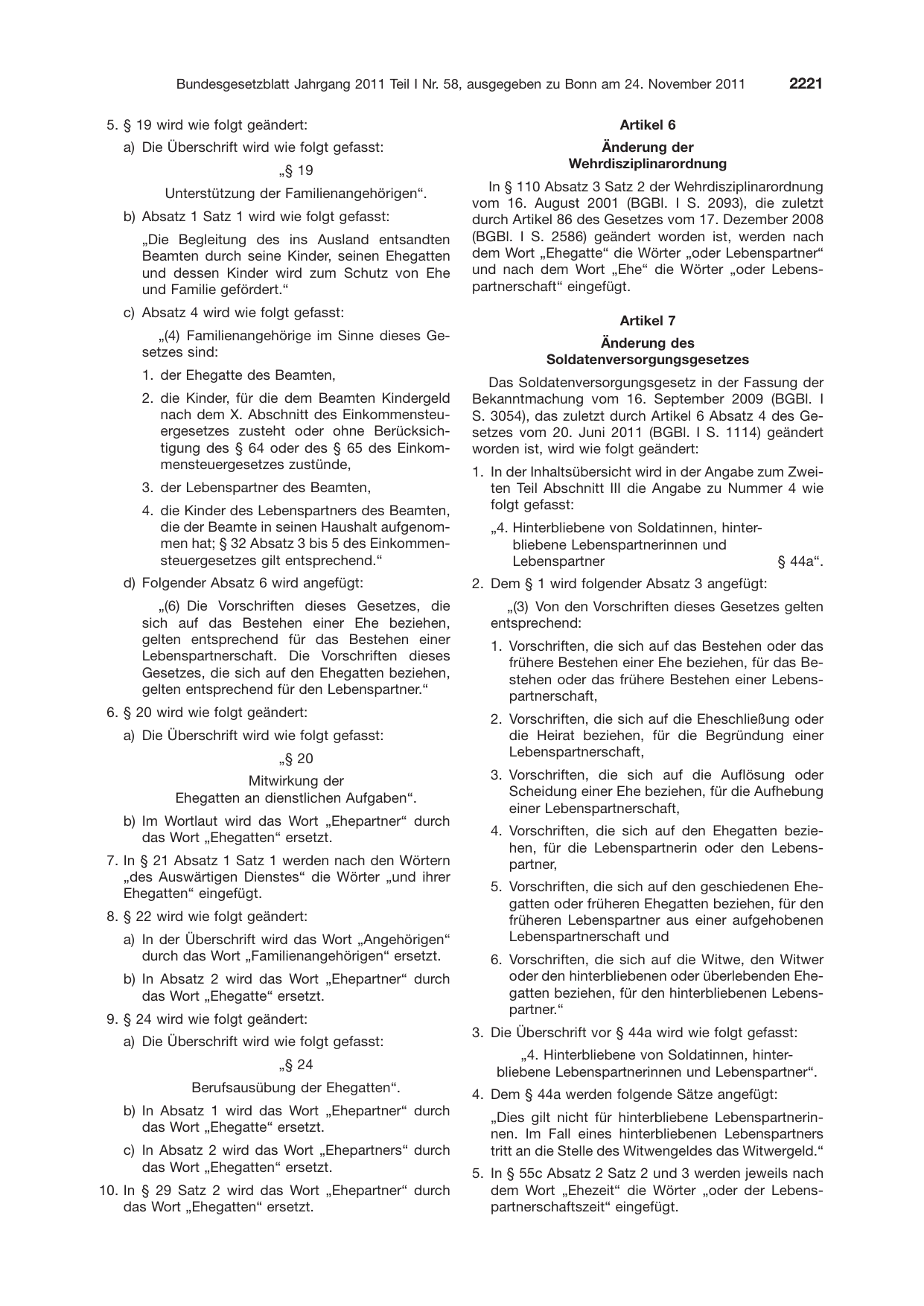 BGBl. 2011, Seite 2221 — Originalseite als Abbildung