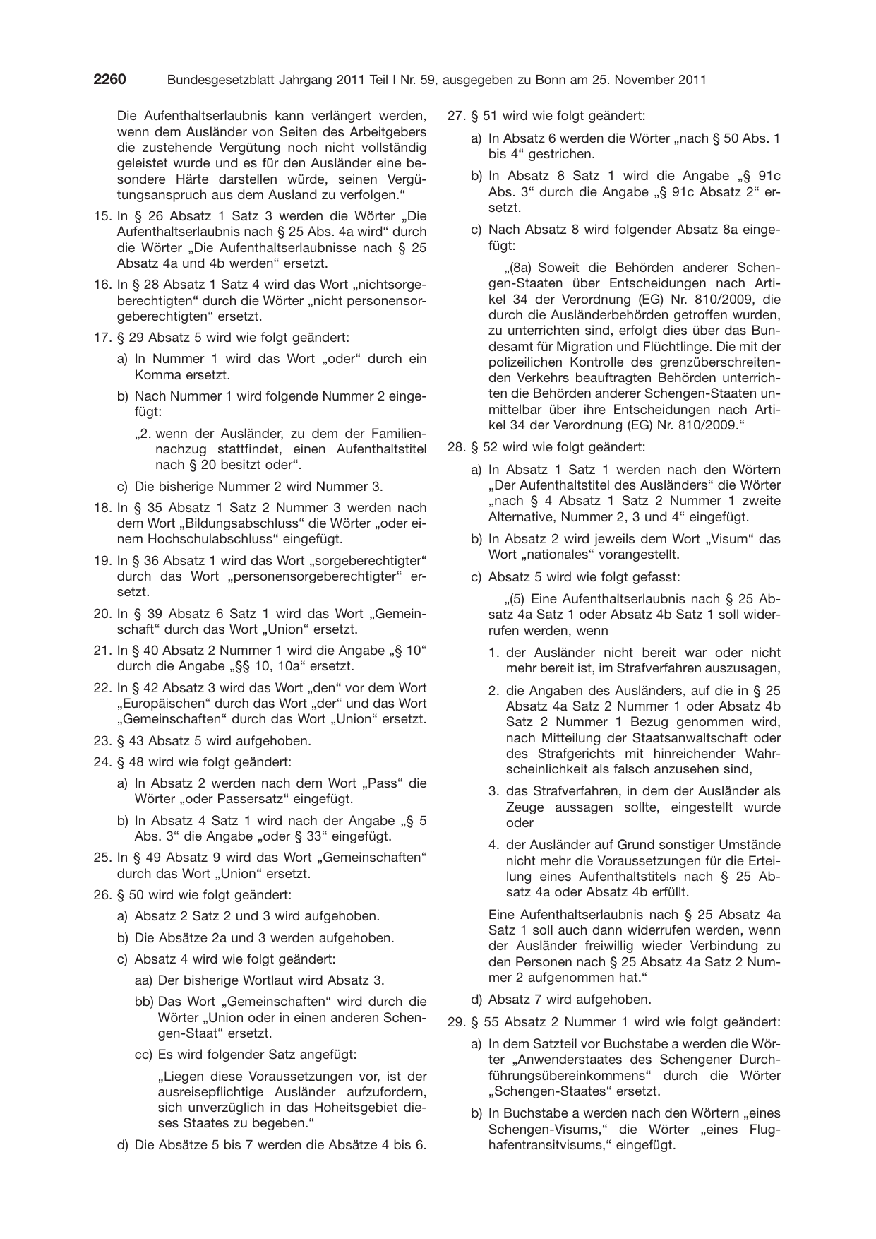 BGBl. 2011, Seite 2260 — Originalseite als Abbildung