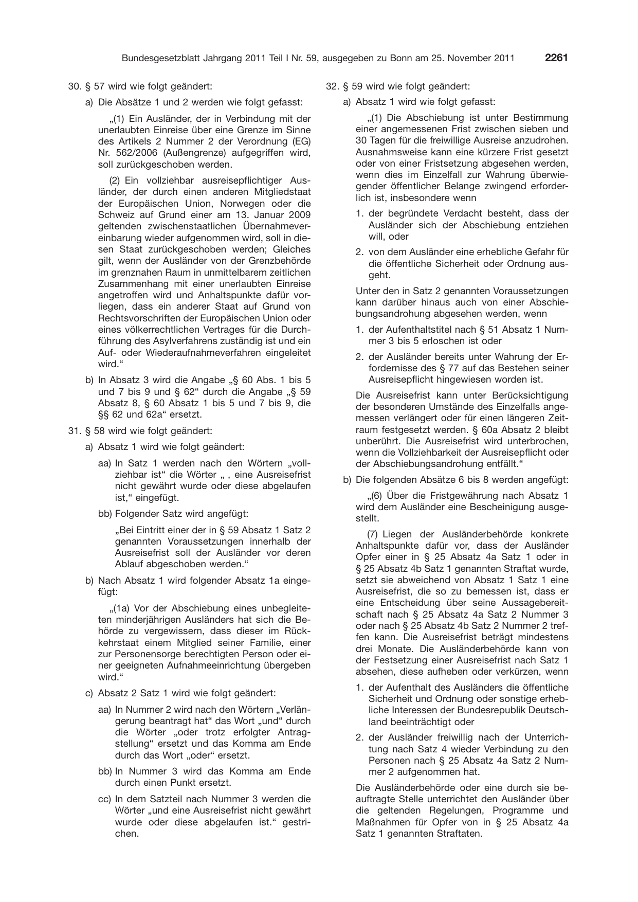 BGBl. 2011, Seite 2261 — Originalseite als Abbildung