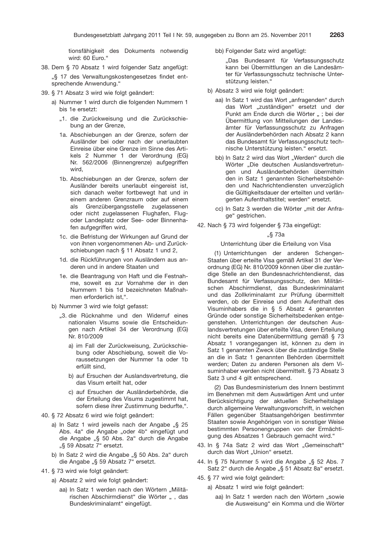 BGBl. 2011, Seite 2263 — Originalseite als Abbildung