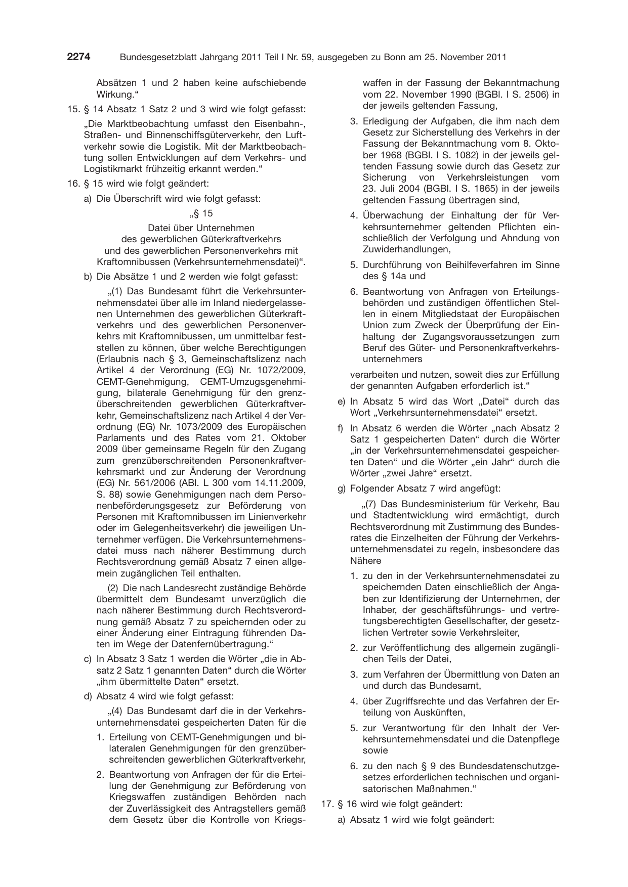 BGBl. 2011, Seite 2274 — Originalseite als Abbildung