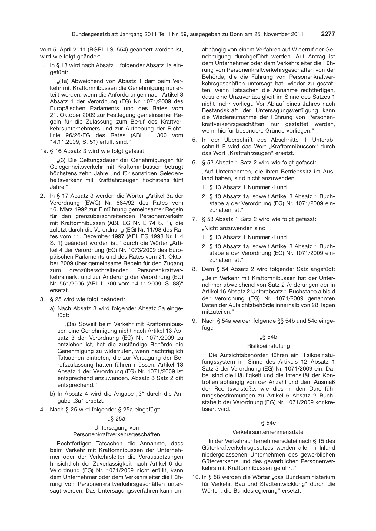 BGBl. 2011, Seite 2277 — Originalseite als Abbildung