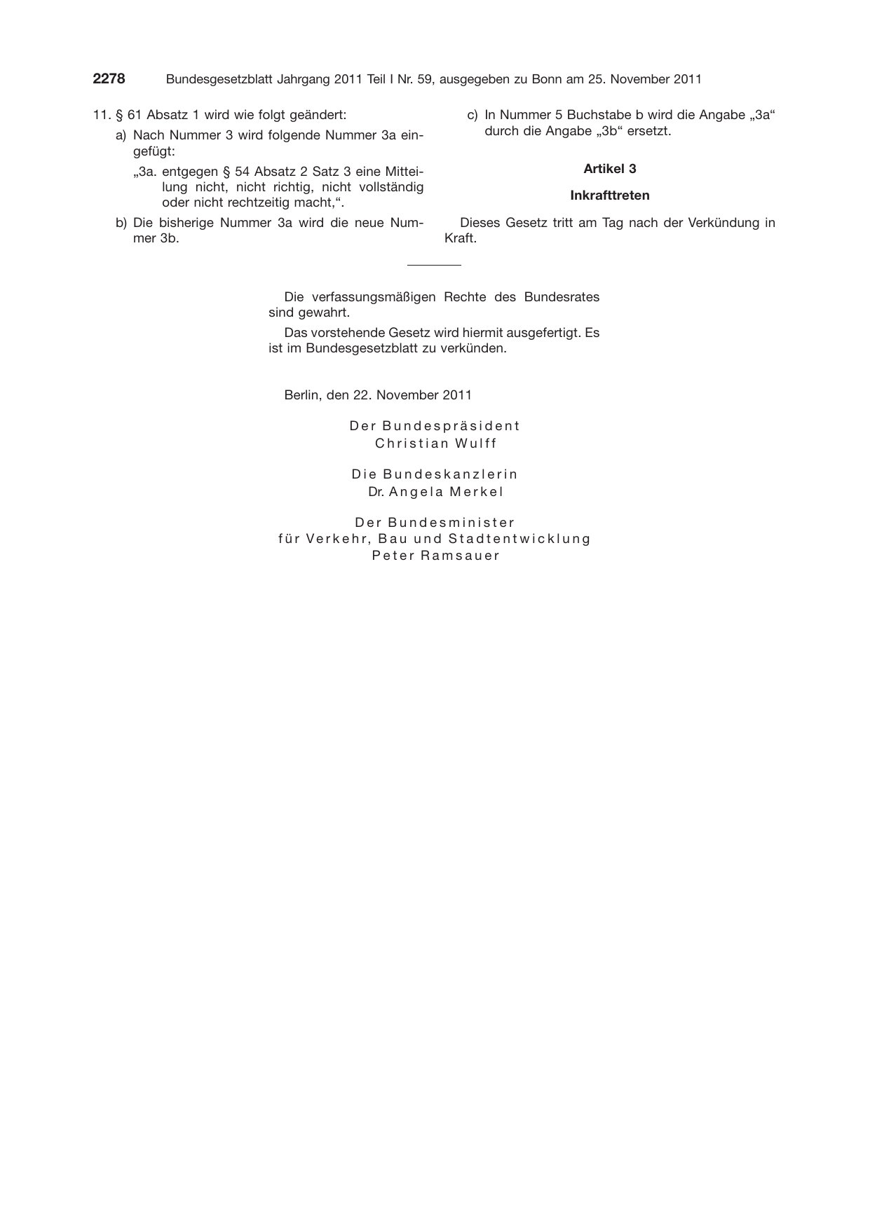 BGBl. 2011, Seite 2278 — Originalseite als Abbildung