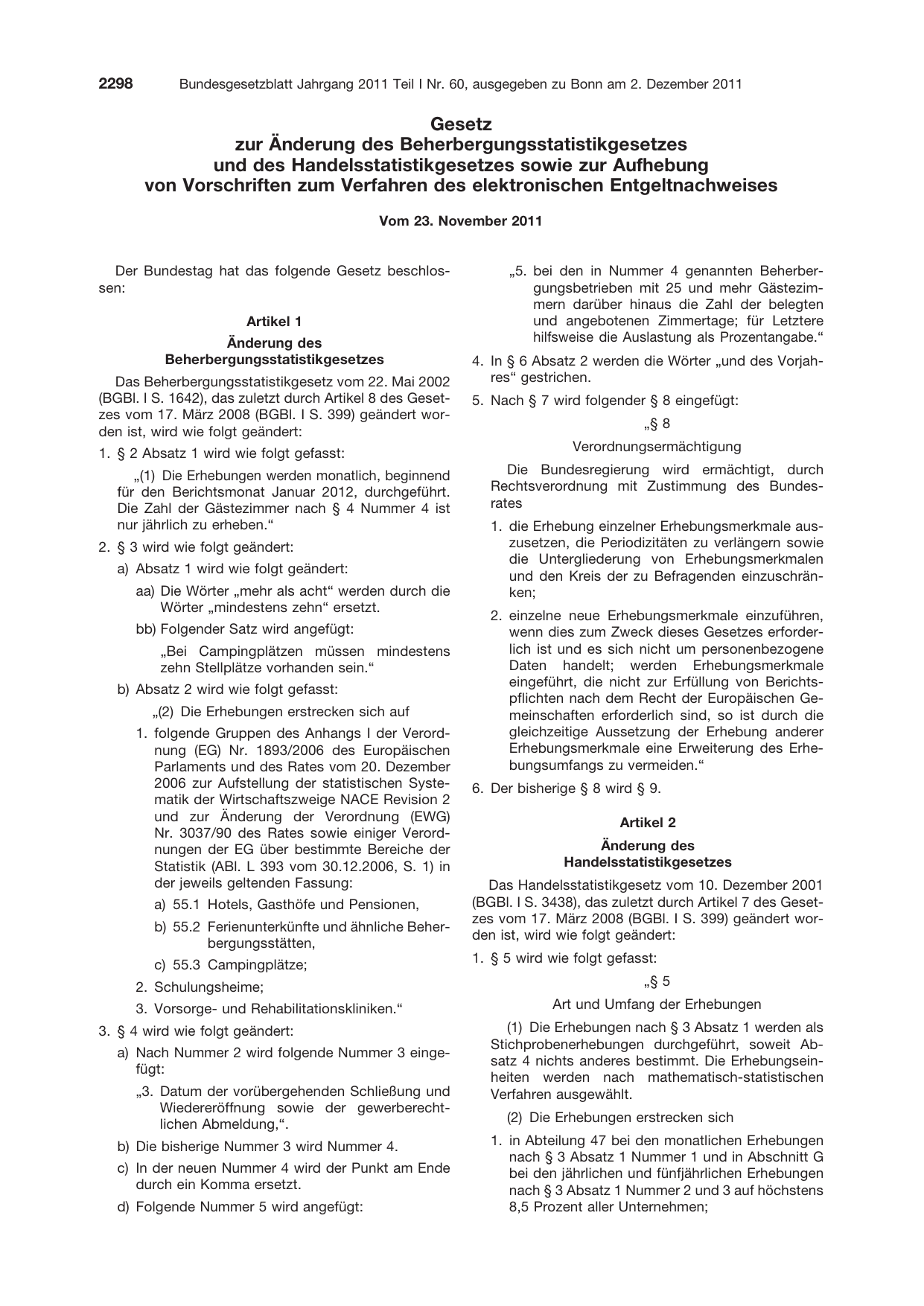 BGBl. 2011, Seite 2298 — Originalseite als Abbildung