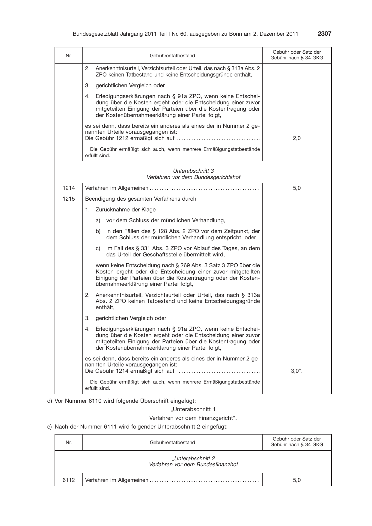 BGBl. 2011, Seite 2307 — Originalseite als Abbildung
