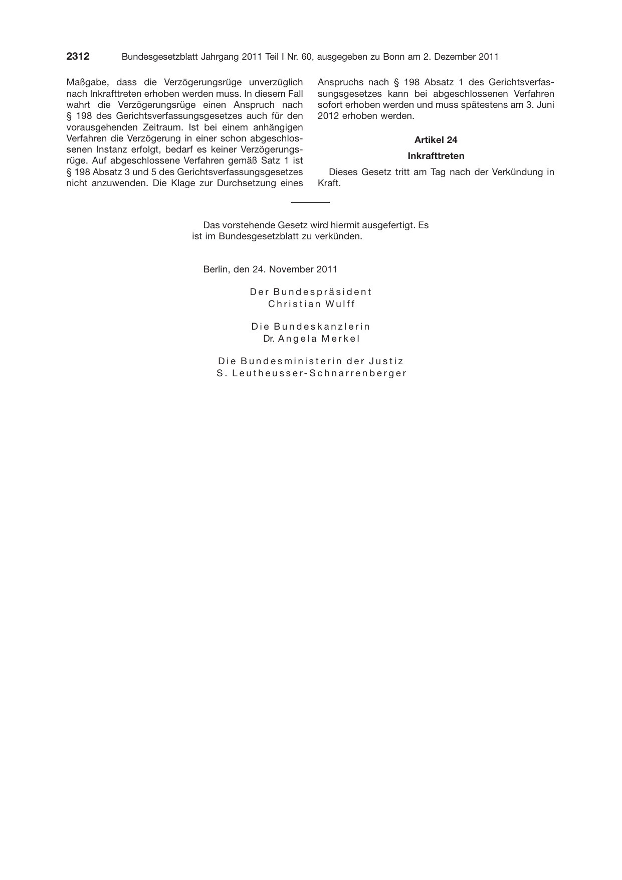 BGBl. 2011, Seite 2312 — Originalseite als Abbildung