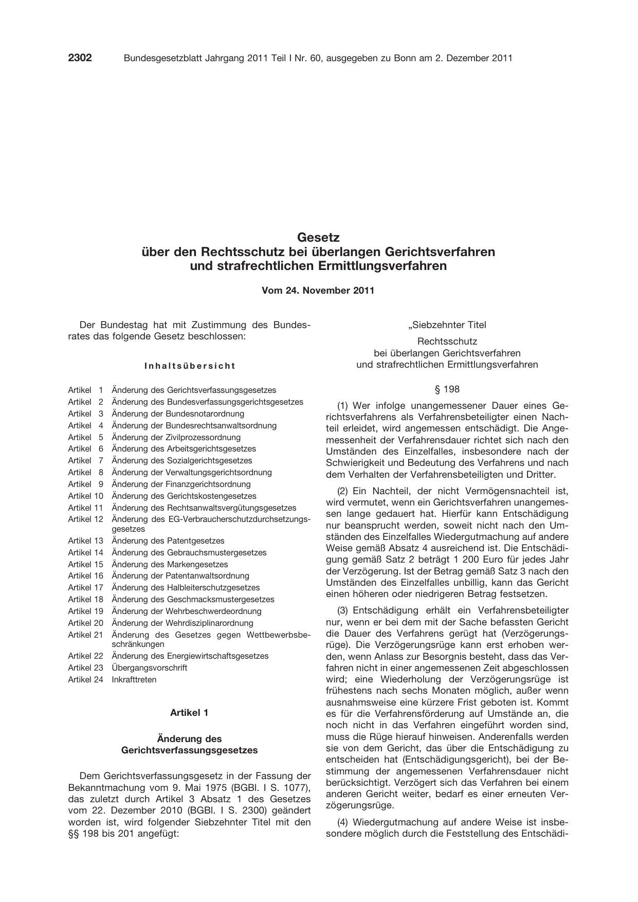 BGBl. 2011, Seite 2302 — Originalseite als Abbildung