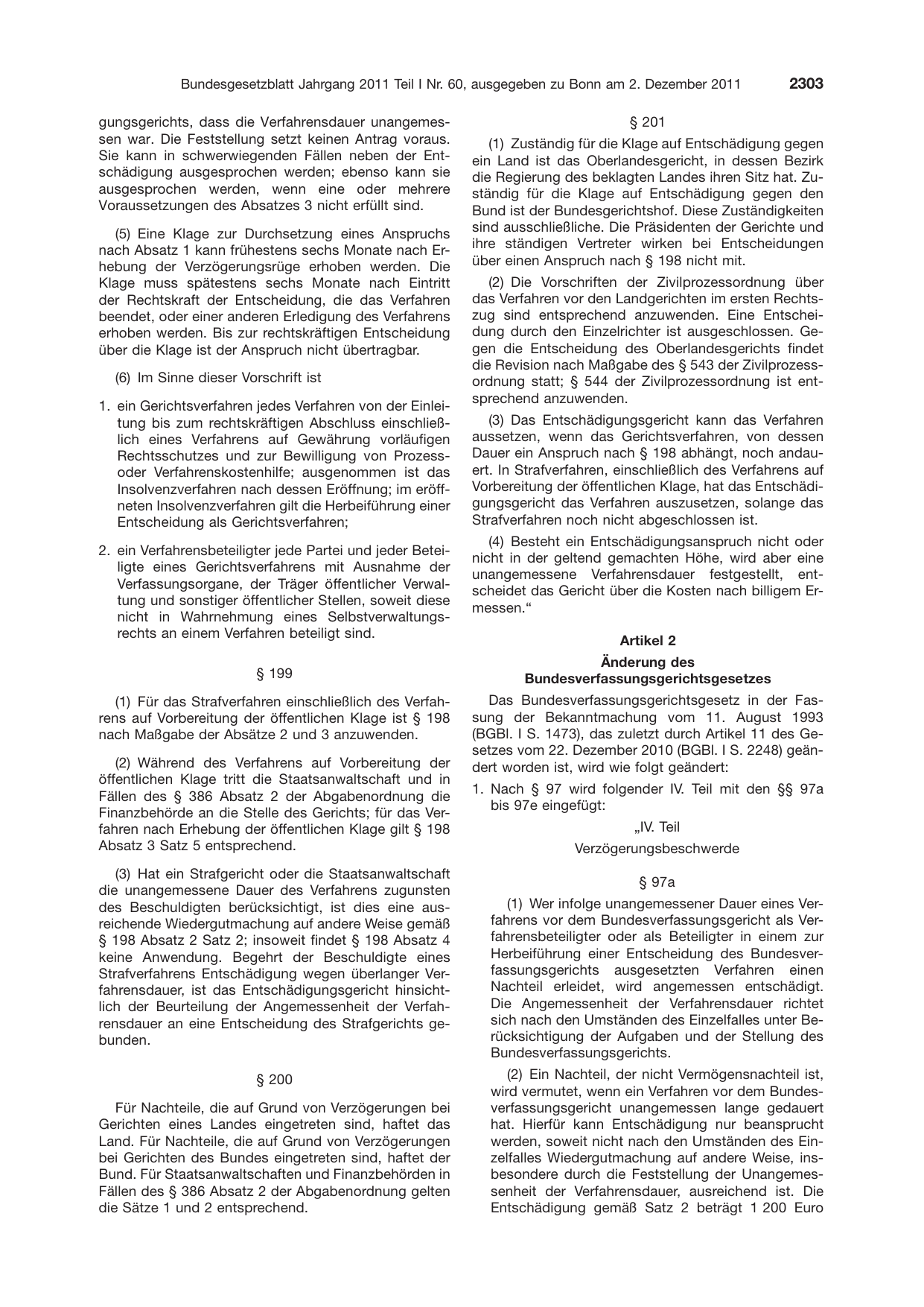 BGBl. 2011, Seite 2303 — Originalseite als Abbildung