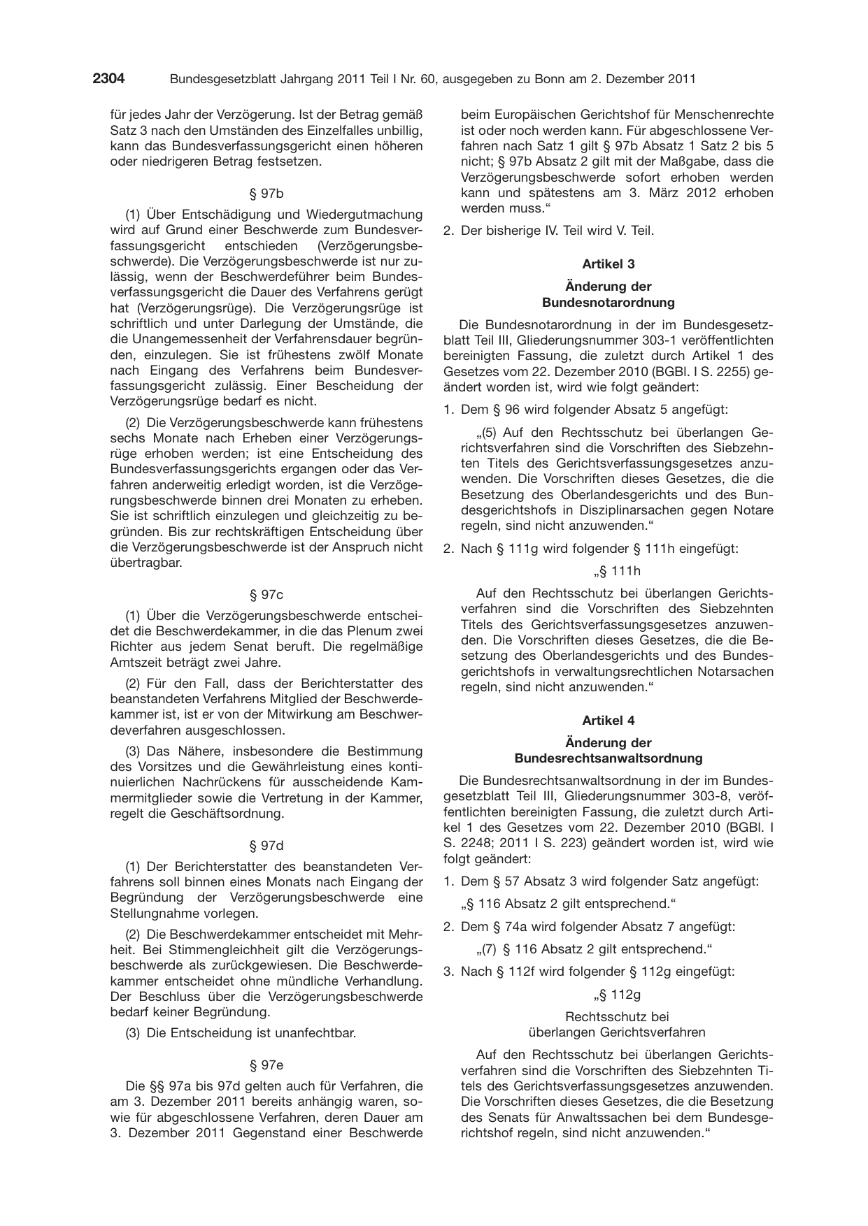 BGBl. 2011, Seite 2304 — Originalseite als Abbildung