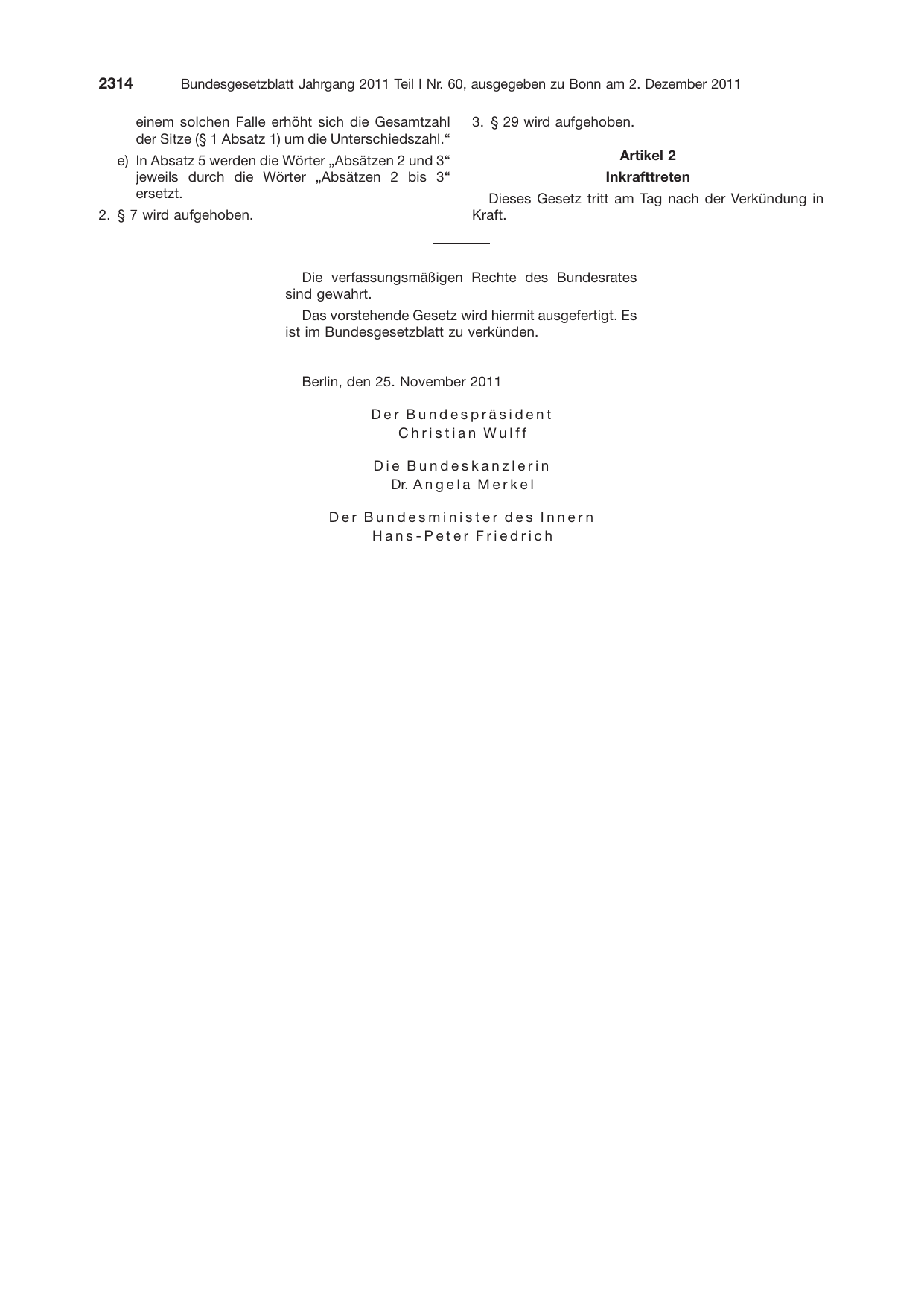 BGBl. 2011, Seite 2314 — Originalseite als Abbildung