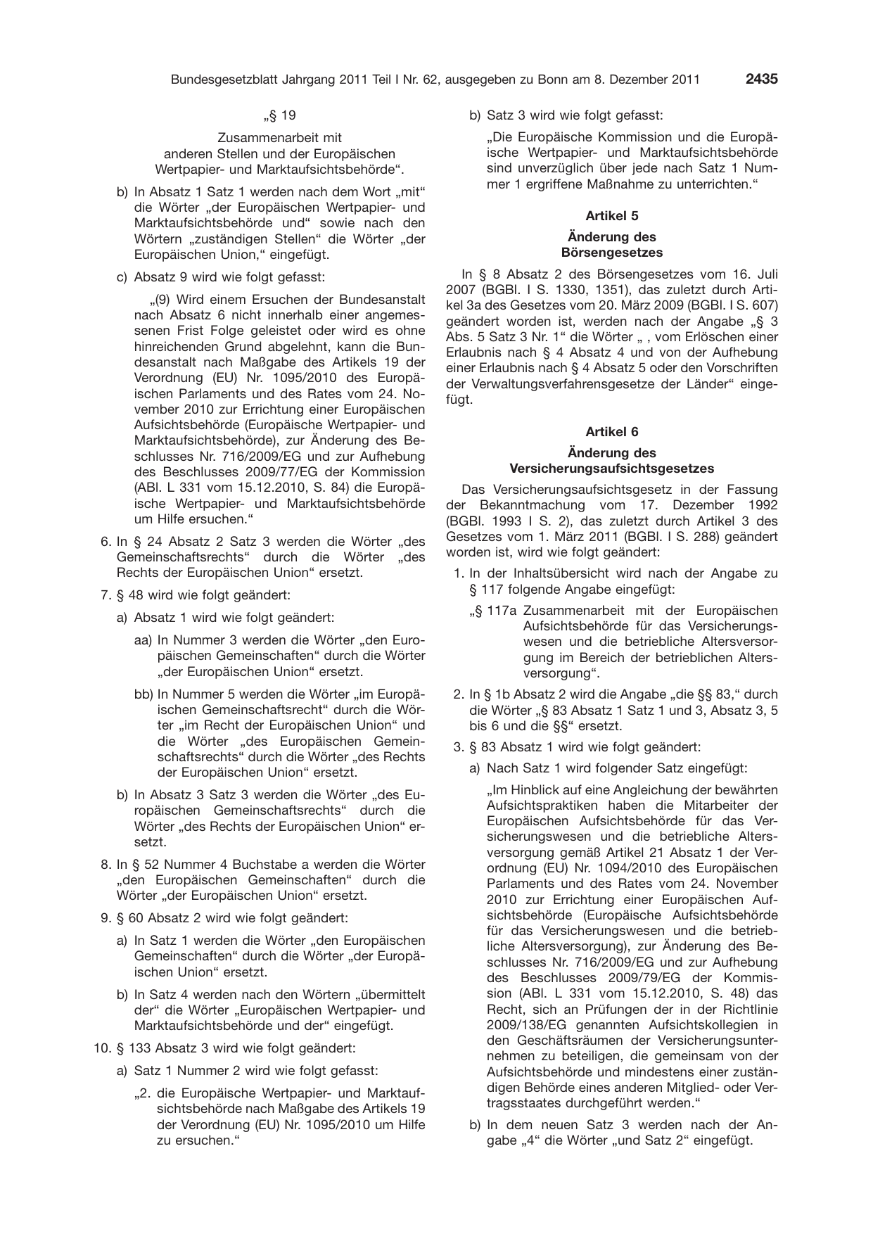 BGBl. 2011, Seite 2435 — Originalseite als Abbildung
