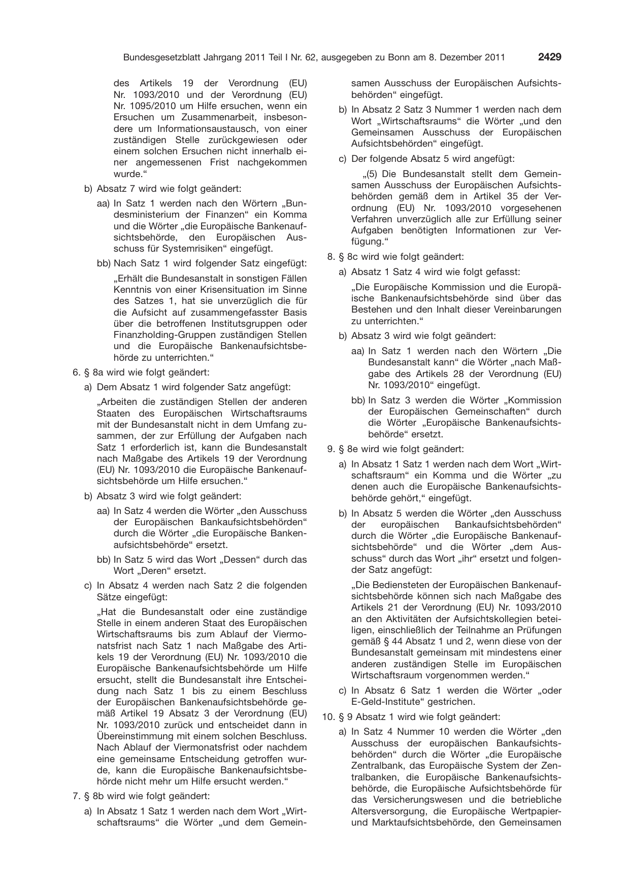 BGBl. 2011, Seite 2429 — Originalseite als Abbildung