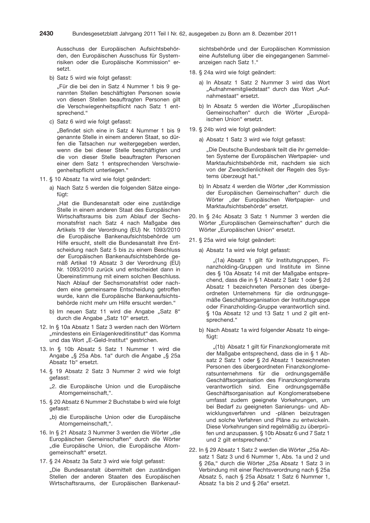 BGBl. 2011, Seite 2430 — Originalseite als Abbildung